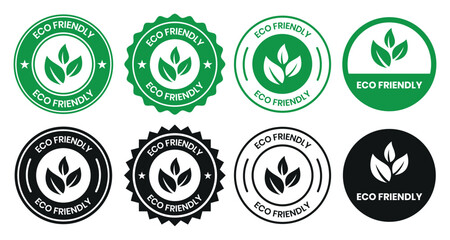 Set of eco friendly icons. Ecologic food stamps. Organic natural food labels. eco friendly logo, label, sign, badge, symbol, banner, line, flat vector, isolated illustration.