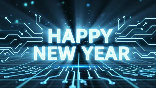 blue technology happy new year