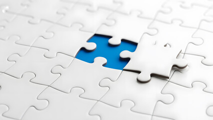 Missing Blue Jigsaw Puzzle Piece Concept of Unfinished Business