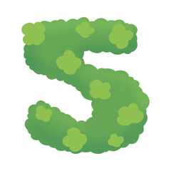 Green bush letter S with leaves.