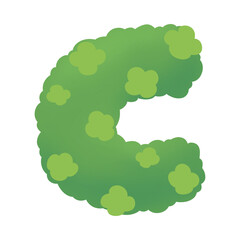 Green Bush Shaped Like Letter C.