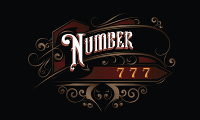 NUMBER 777 lettering custom style design