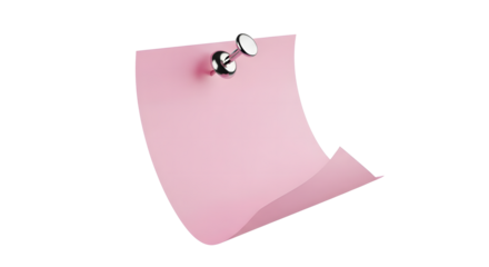 Pink sticky note with silver pin on black background for reminders