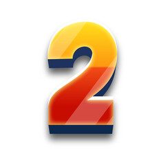 Naklejka premium Number 2 Shiny Gradient 3D Icon.