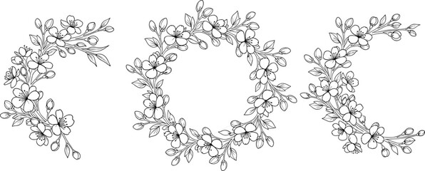 letter, floral, botanical, decorative, vector, illustration, drawing, blackwhite, typography, nature, flower, petal, leaf, artistic, elegant