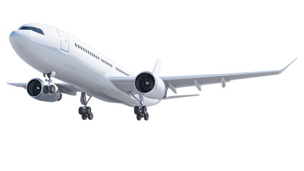 Obraz premium Airplane flying isolated on transparent background.