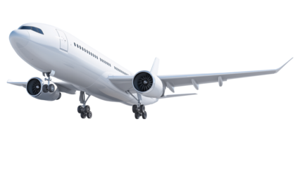 Airplane flying isolated on transparent background.