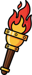 Cartoon Torch with Fiery Flame for Adventure and Exploration.