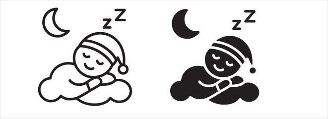 baby mascot logo sleeping leaf and wind comfortably. Sweet dream illustrations. cute baby sleep