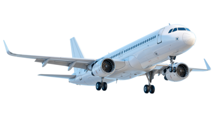 Airplane flying isolated on transparent background.