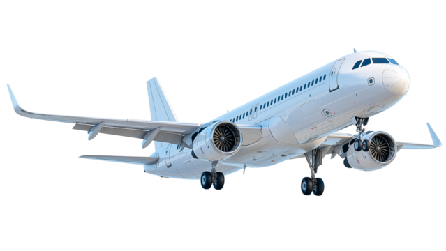 Airplane flying isolated on transparent background.