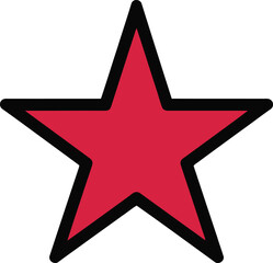 Red Star with Black Outline Symbolizing Achievement and Recognition.