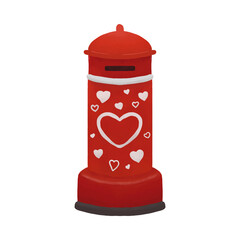 Red Mailbox Decorated with Hearts.