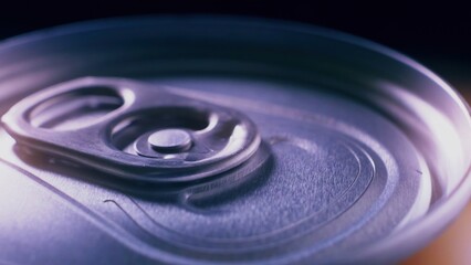 Aluminum drink can top with purple lighting