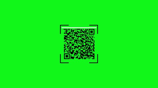 Scan QR code motion. QR Code Scanner Animation on green screen. Digital Scanning the QR code 4k video.
