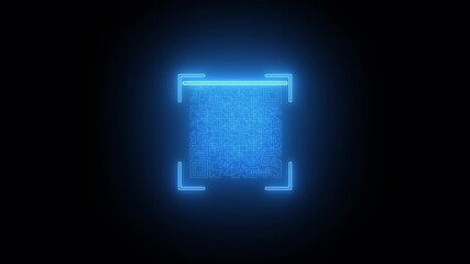 Neon scanner code, scanned QR icon, 4k video