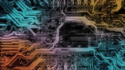 Glowing circuit board connections network data communication
