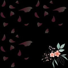 Floral banner for editing and creating. Colourful flower in corner and Rose's petals in background with low transparent view. Best for editing, creating and modify with text and image for greeting 