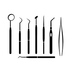 set of dentist instruments vector