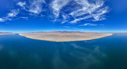 Aerial photography of Dasugan Lake in Aksai County, Jiuquan City, Gansu Province