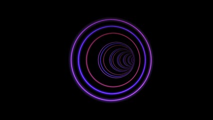 Abstract neon light tunnel with glowing circles