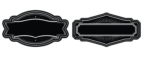 Retro blank metal sign in black and white, vintage typography style, for bar decoration