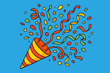 Confetti burst celebration vector | festive party decoration, colorful streamers, holiday fun