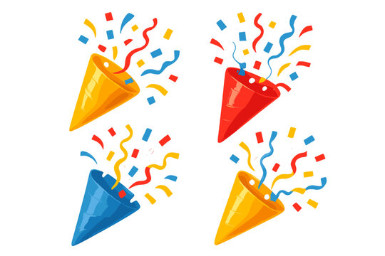 Festive confetti celebration vector for holidays: colorful party popper and streamers design