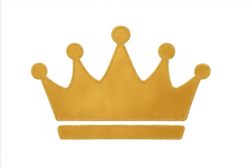 Golden crown art depicting royalty concept on transparent background