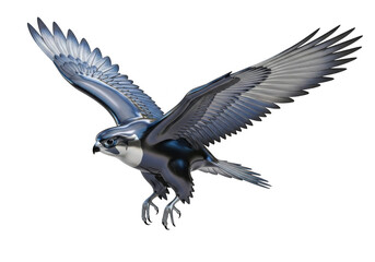 Obraz premium Metallic falcon bird isolated on transparent background for aviation and corporate logo design