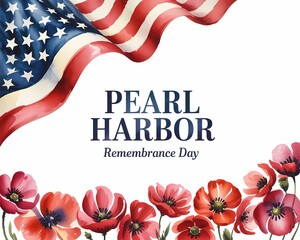 Pearl Harbor Remembrance Day Banner with Poppies for Patriotic Tribute.