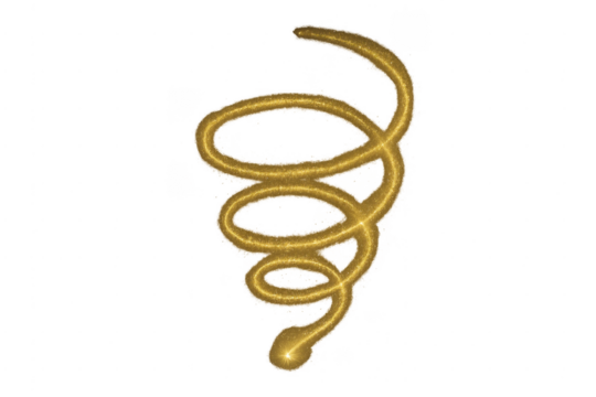 Golden glitter spiral light trail on transparent background - Powered by Adobe