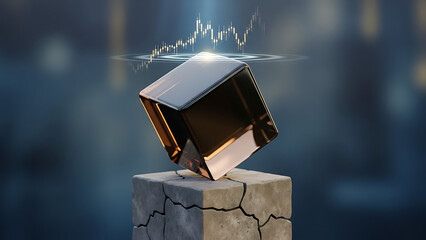 Mystical cube on pedestal with energy field sci fi concept art