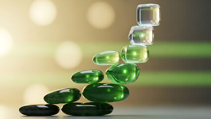 Stacked stones in gradient of color from black to clear