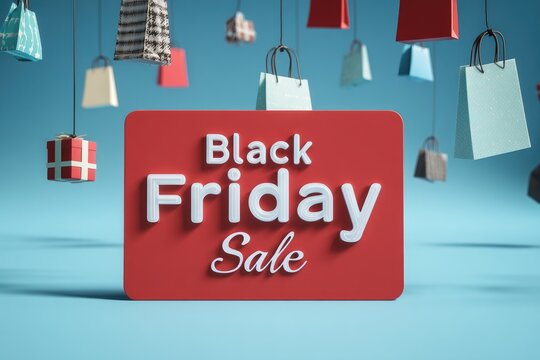 Black friday shopping sale promotion with discounts on various products vibrant blue background eye-catching design exciting shopping environment
