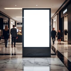 Blank Billboard Mockup in Modern Shopping Mall for Advertising