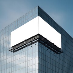 Blank Billboard Mockup on Modern Glass Building Advertising Space for Designs and Campaigns