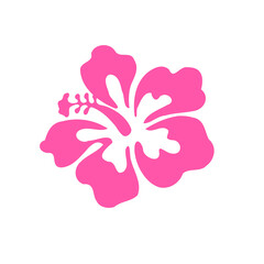 A pink hibiscus flower with a black background in a simple graphic
