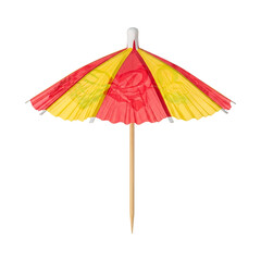 Cocktail umbrella with a rose pattern isolated on transparent background