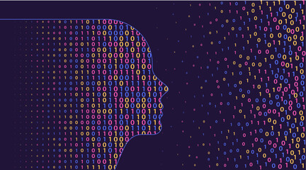 Big data and AI Concept. Machine learning algorithm visualization, colorful digital database analysis and science vector concept illustration