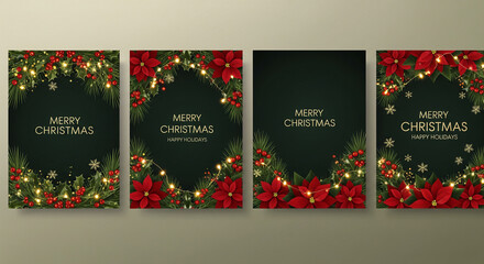 Christmas card designs with festive floral elements