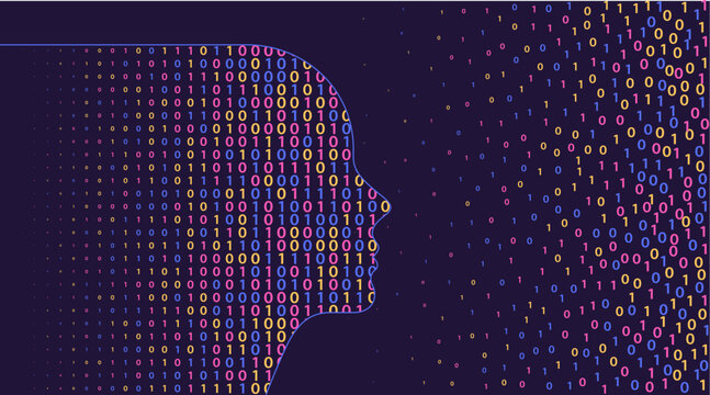 Big data and AI Concept. Machine learning algorithm visualization, colorful digital database analysis and science vector concept illustration
