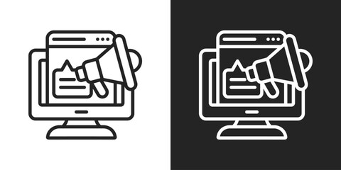 Advertising Icon In Black And White Line Style