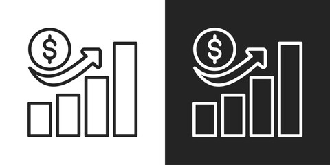 Business Growth Icon In Black And White Line Style