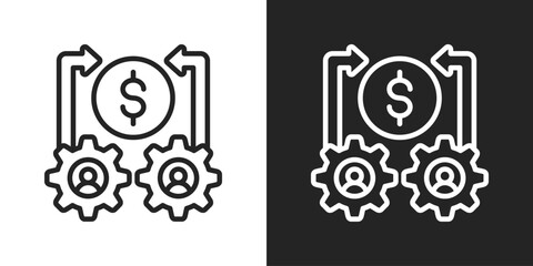 Business Integration Icon In Black And White Line Style