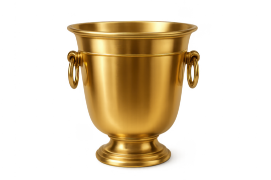 Golden metal champagne ice bucket with handles