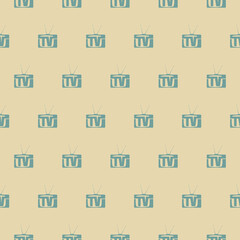 TV old seamless pattern isolated on color background