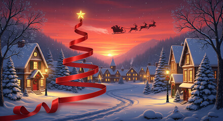 Christmas village with festive decor