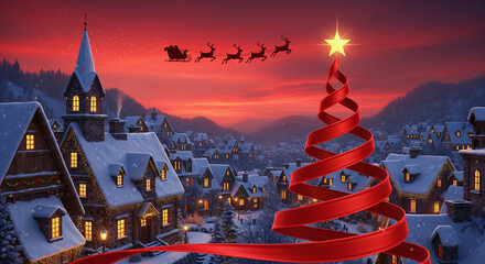 Christmas village with festive decorations