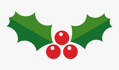 Christmas holly berry plant icon. Holiday design element. Vector illustration.